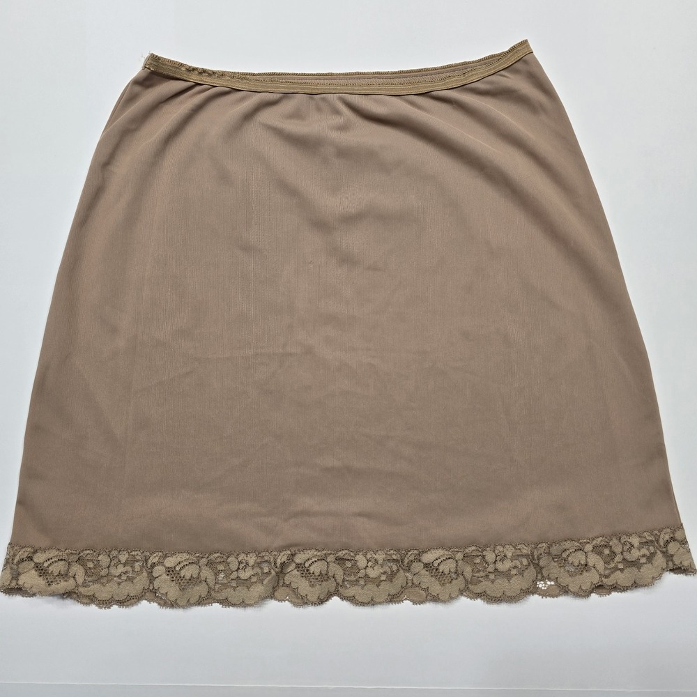 Vintage Lorraine Lingerie Half Slip Nude Beige Lace Trim Women's Small 24" Waist